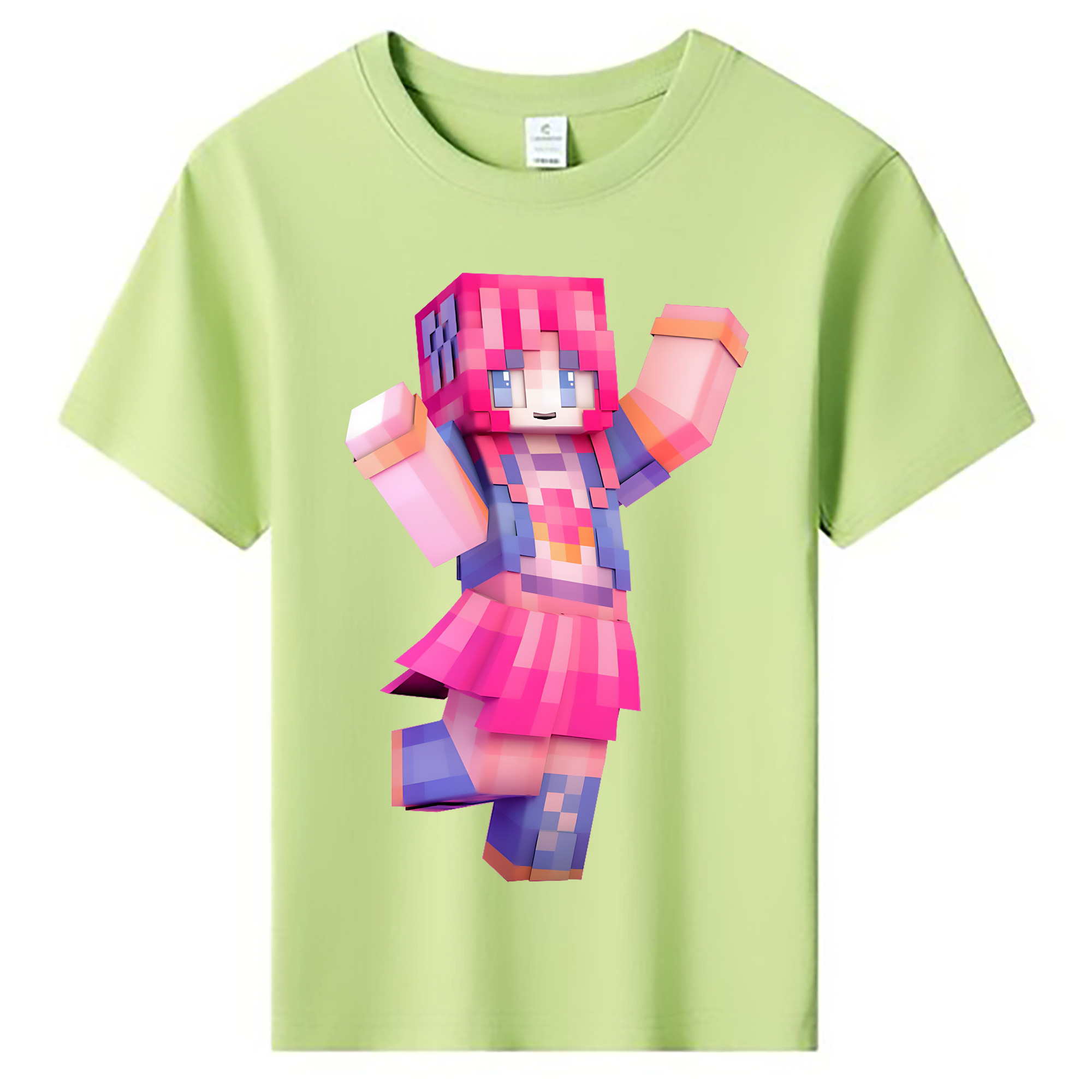 （画像用） マインクラフト ブロックの世界 Minecraft MC Block world 綿100％キッズTシャツ（フロントプリント）